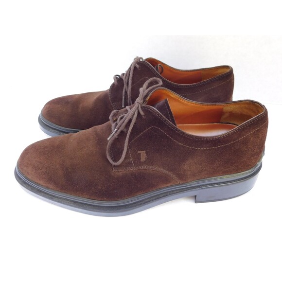 TOD'S SUEDE DARK BROWN LACED LOAFERS SIZE 7.5 - Picture 2 of 11